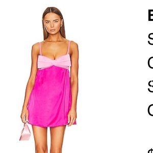 best bow mini dress in colorblock pink
